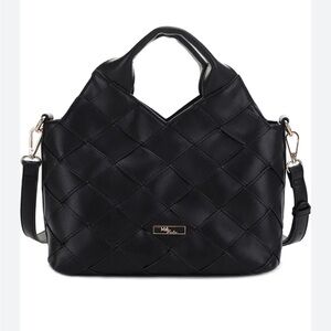Mali & Lili Lucy Woven Vegan Leather Tote Bag, Black, OS